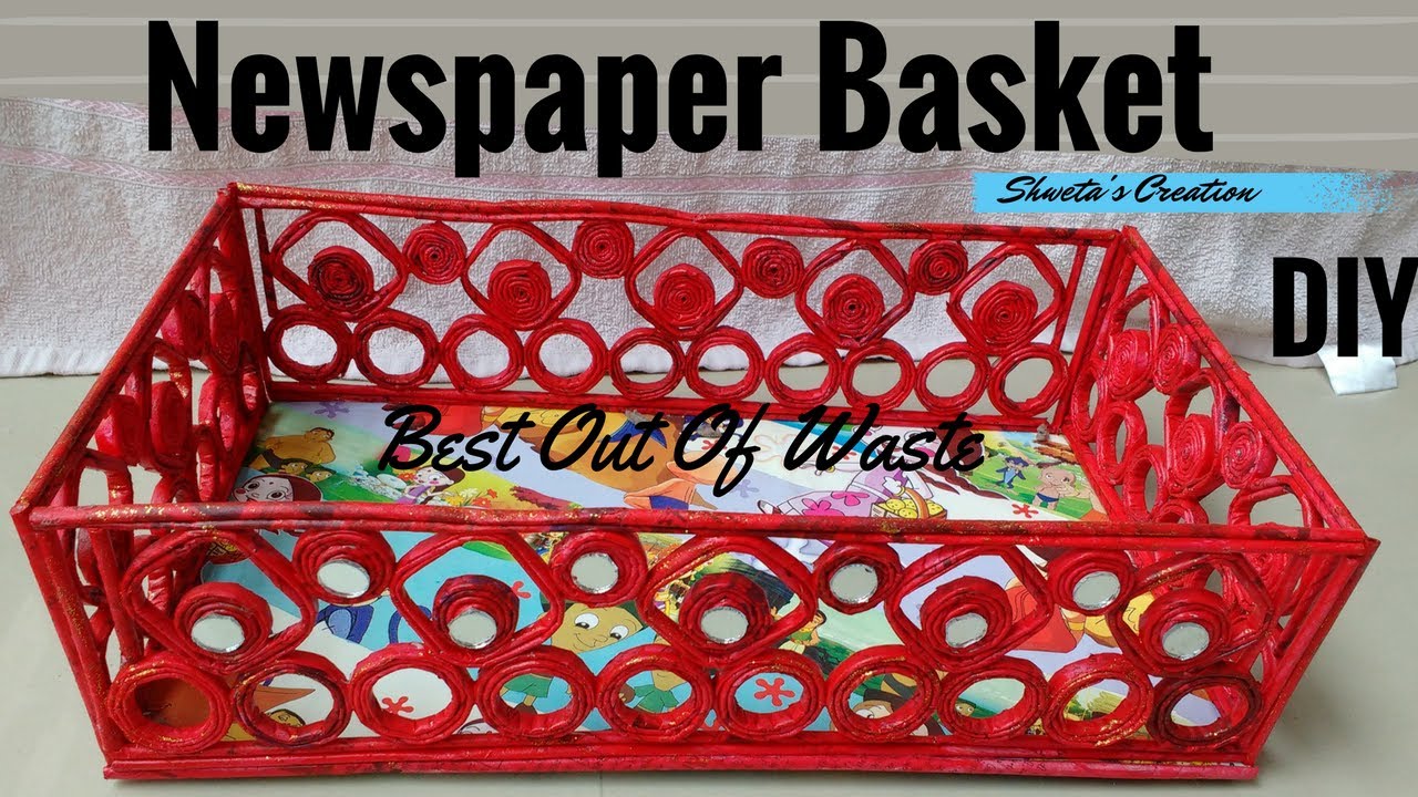 How to Make Basket From Newspaper And Cardboard | DIY Newspaper Craft