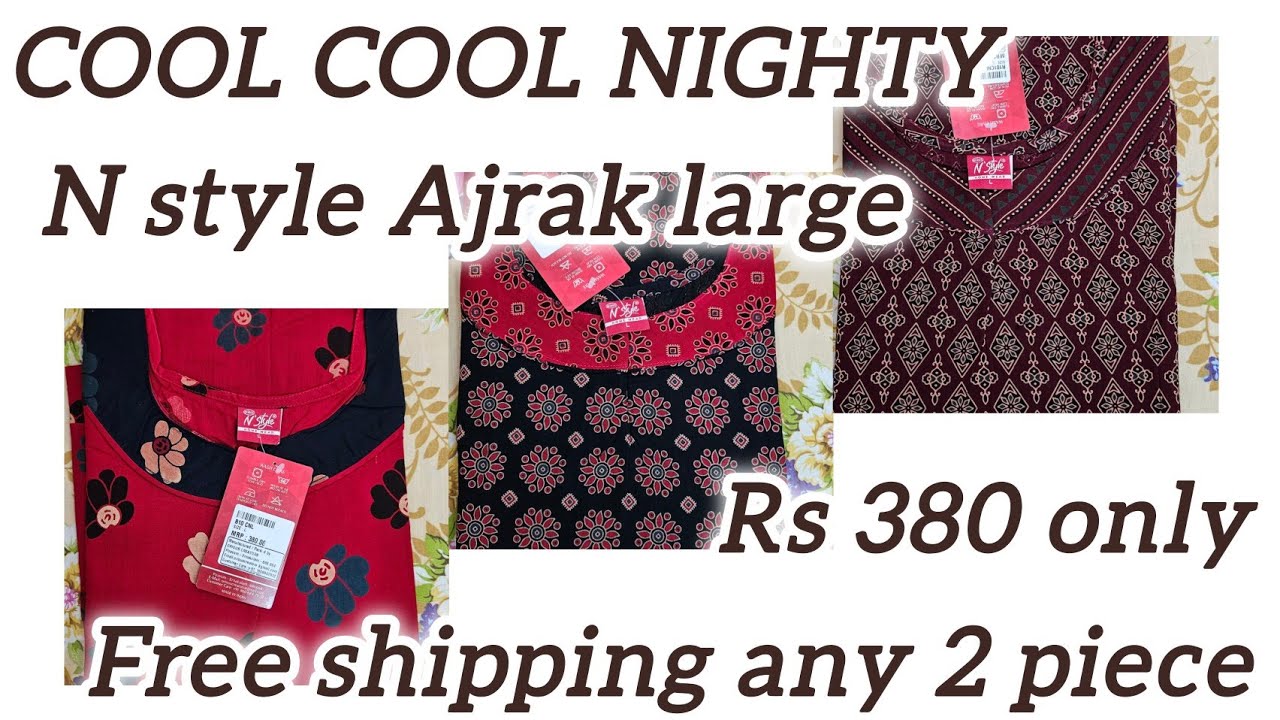 ദേ വന്നു🥰 N Style large Aline Ajrak nighty,Rs 380 only free shipping any 2 piece, contact 8111802140