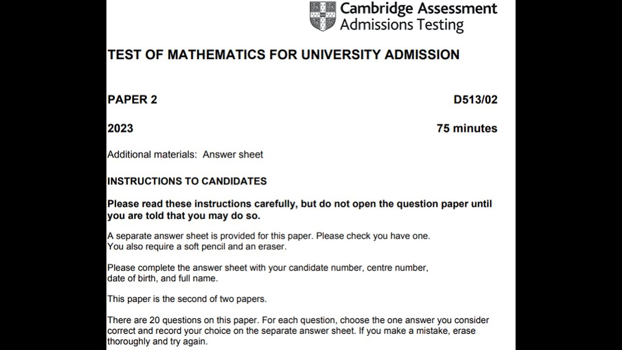 TMUA 2023 Paper 2