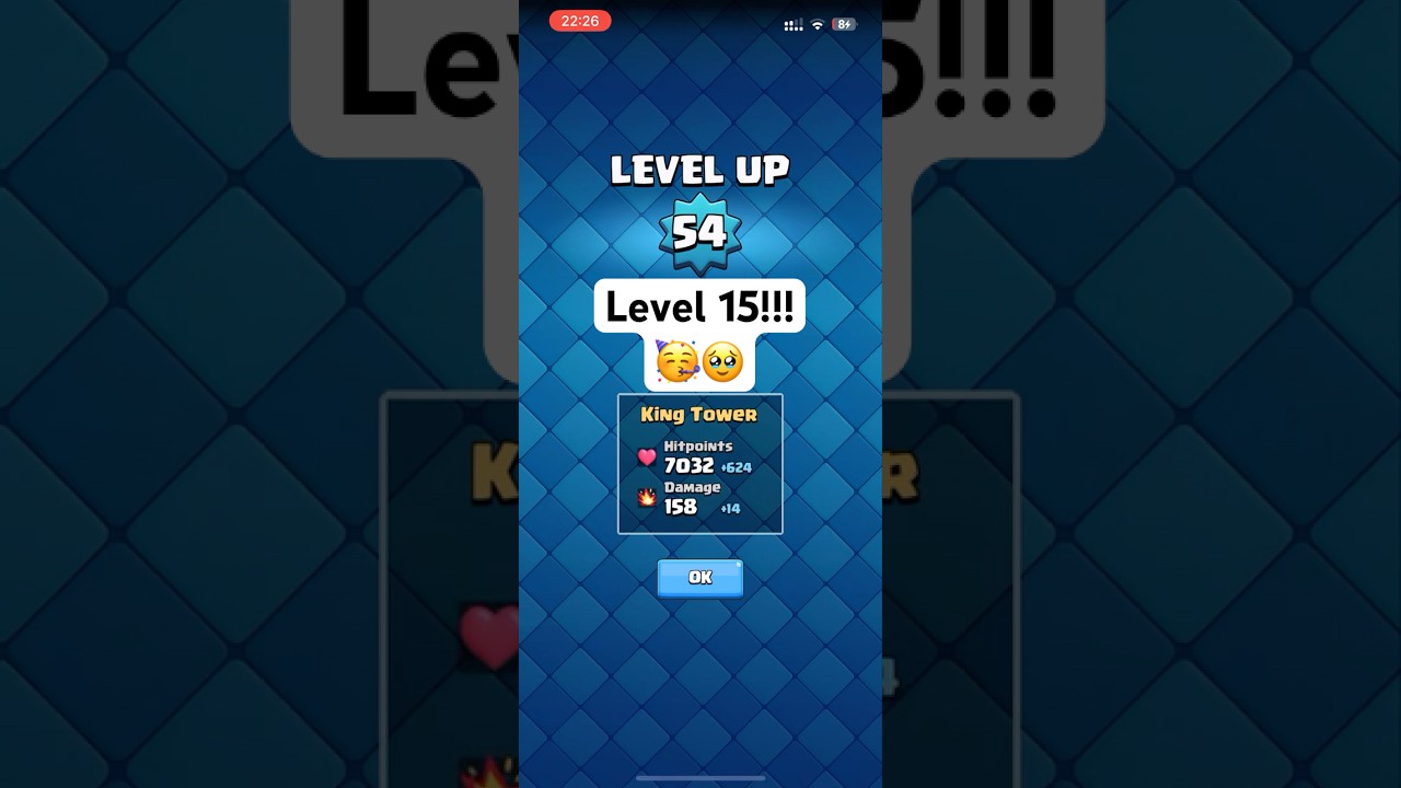 I reached level 15 in clash royale! Upgrading king and princess tower to level 15!