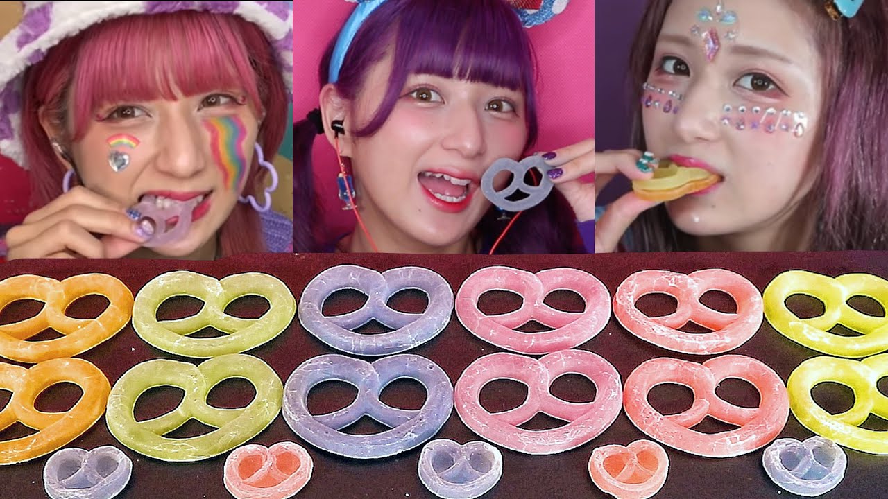 【ASMR】グミッツェルをたべる🥨💜💙💚💛❤️