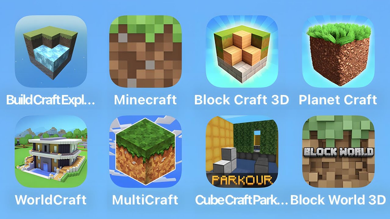 Build Craft, Minecraft, Block Craft 3D, Planet Craft, World Craft, MultiCraft, Cube Craft Parkour