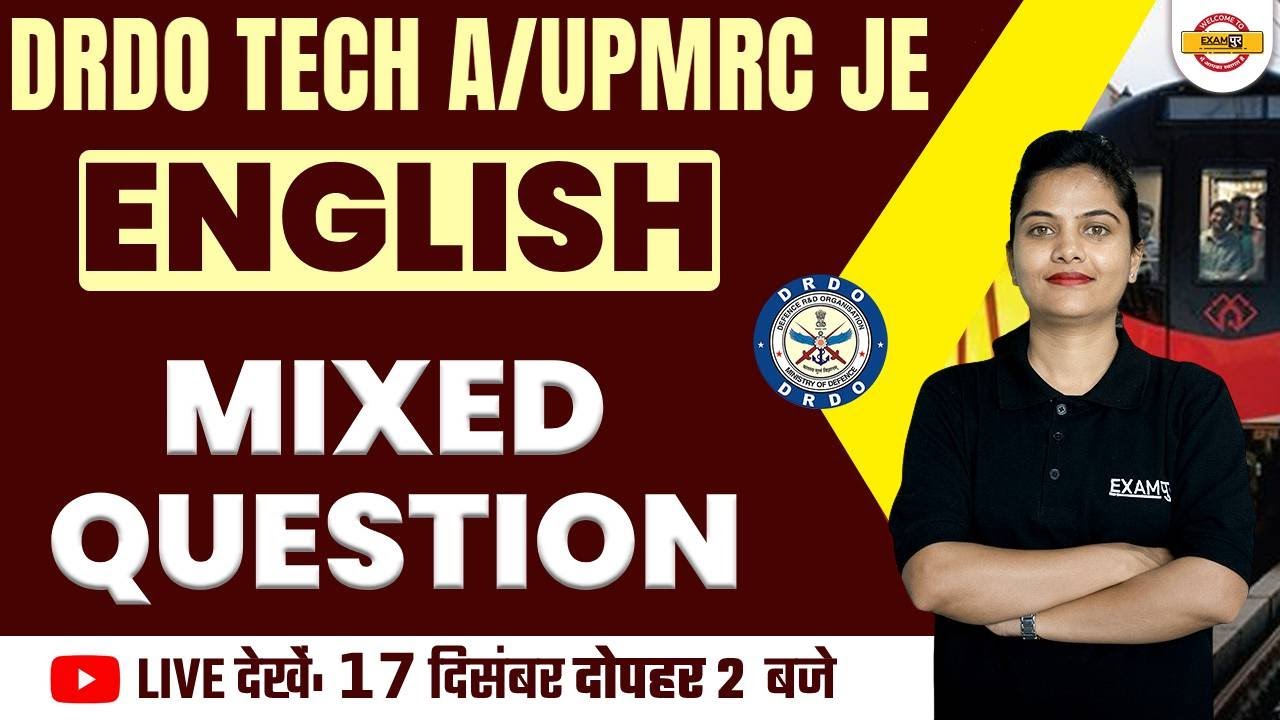 ENGLISH FOR DRDO TECH A / UPMRC JE | ENGLISH GRAMMAR QUESTIONS | BY NEELAM MA'AM