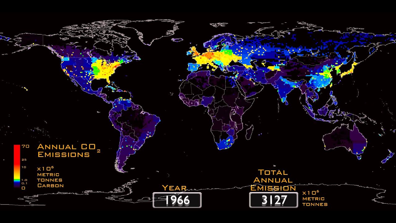 Time-lapse history of global CO2 emissions by humans 1751-2008