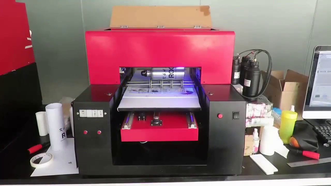 A3 size multifunctional LED UV flatbed Printer for printing on cylinder with 360 degree around