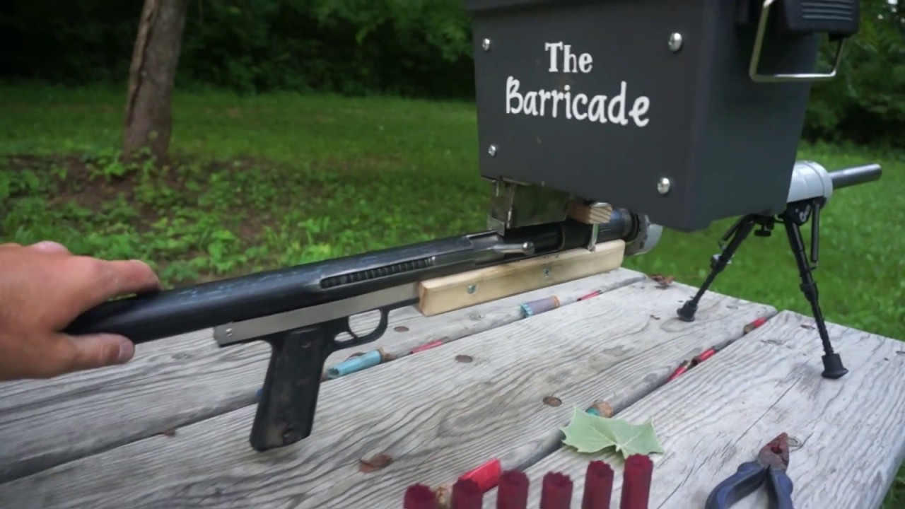 shooting the homemade semi-auto shotgun