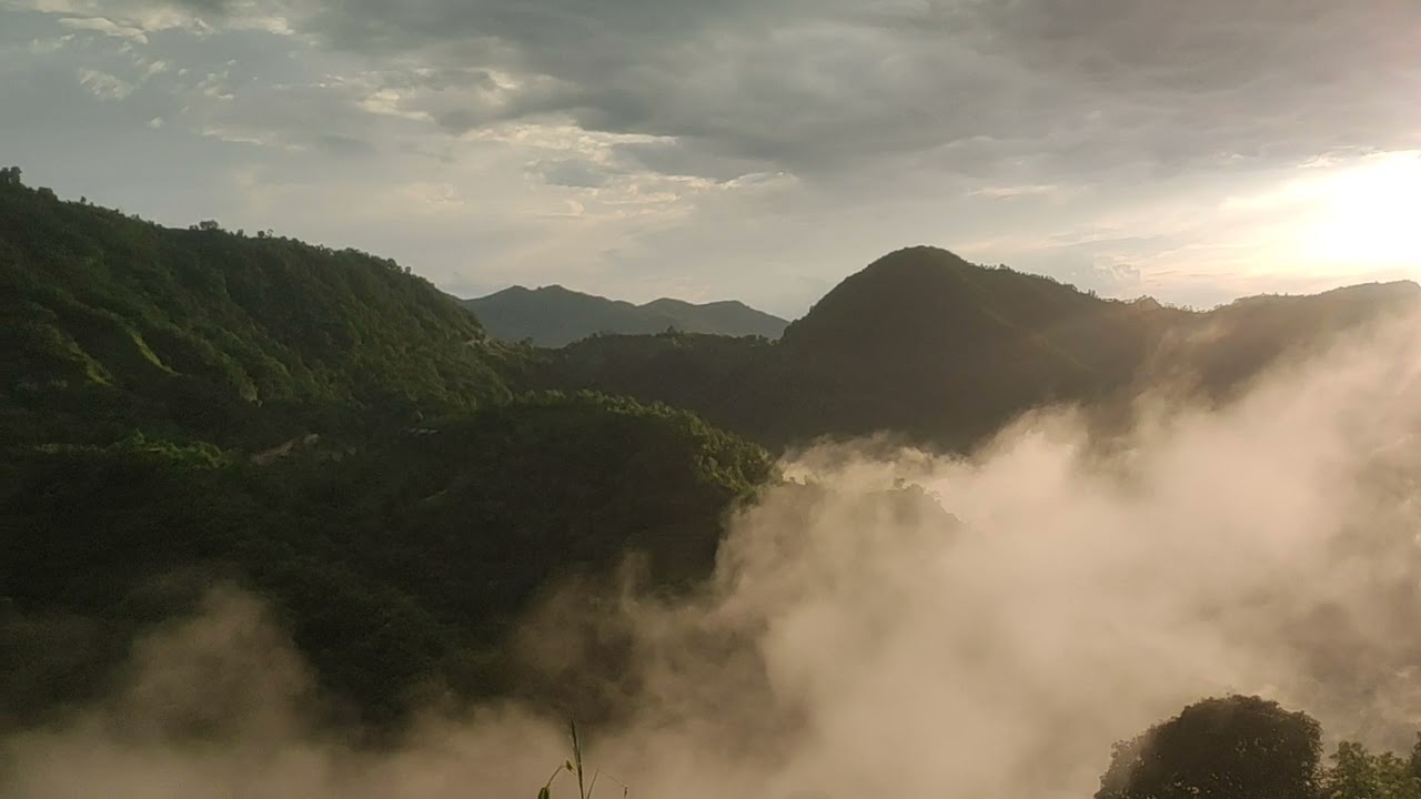 Beautiful sun rays and clouds after rain