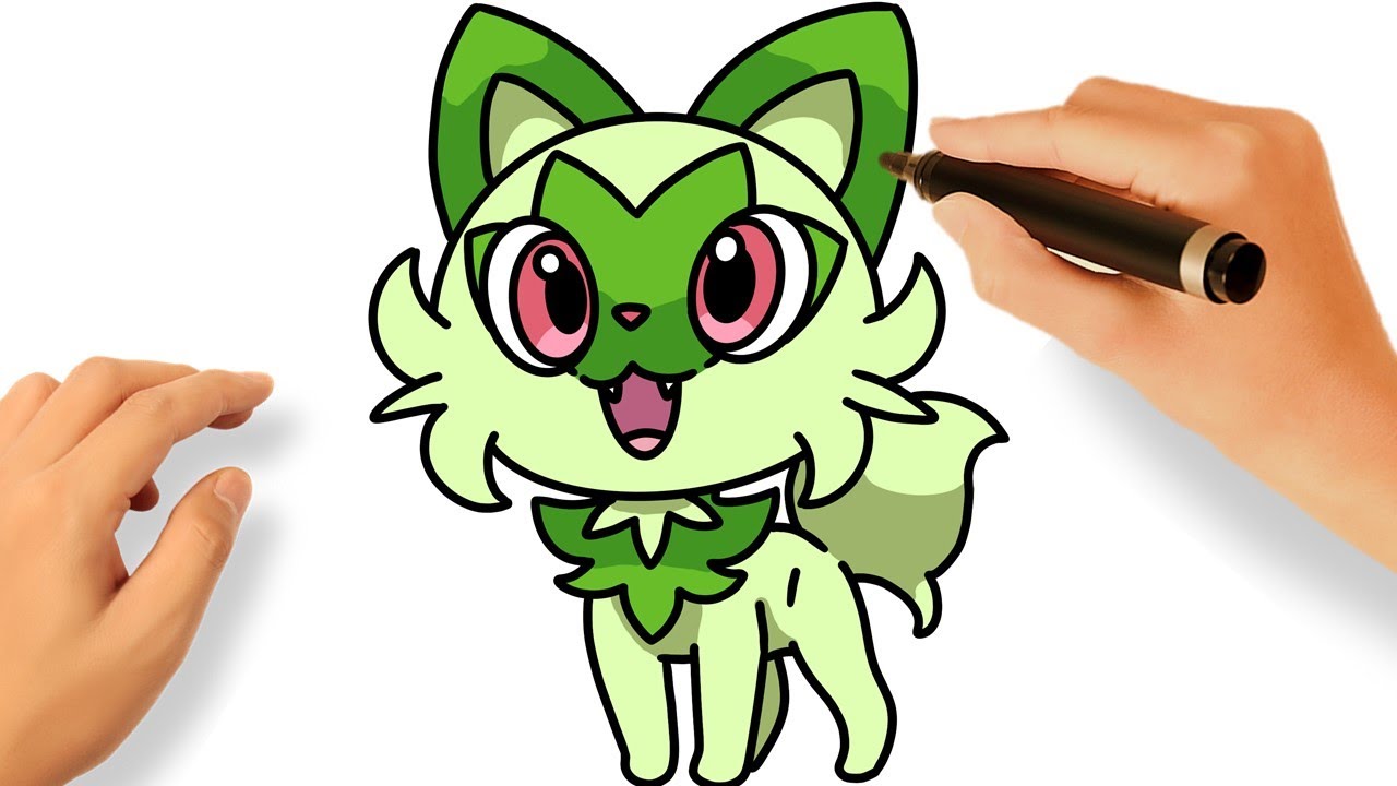 CÓMO DIBUJAR A SPRIGATITO FACIL - TUTORIAL PASO A PASO | DIBUJANDO POKÉMONS