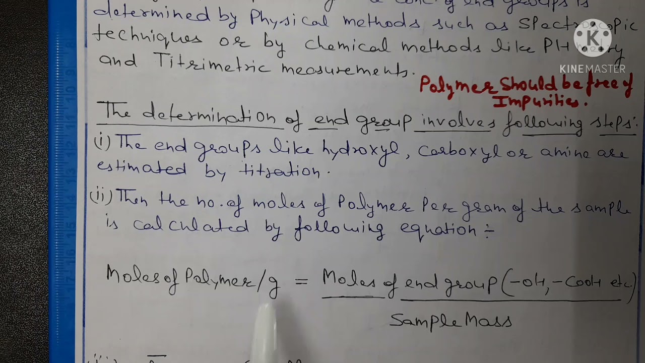 Determination of  molecular weight by end group analysis