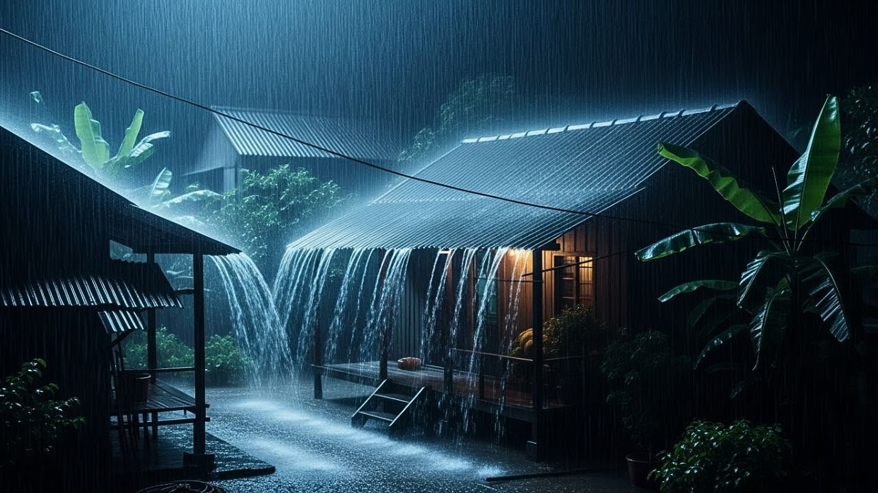 No Ads Rain Sounds for Sleeping - ASMR Relentless Rain On the Tin Roof for Deep Sleep & Calm Mind