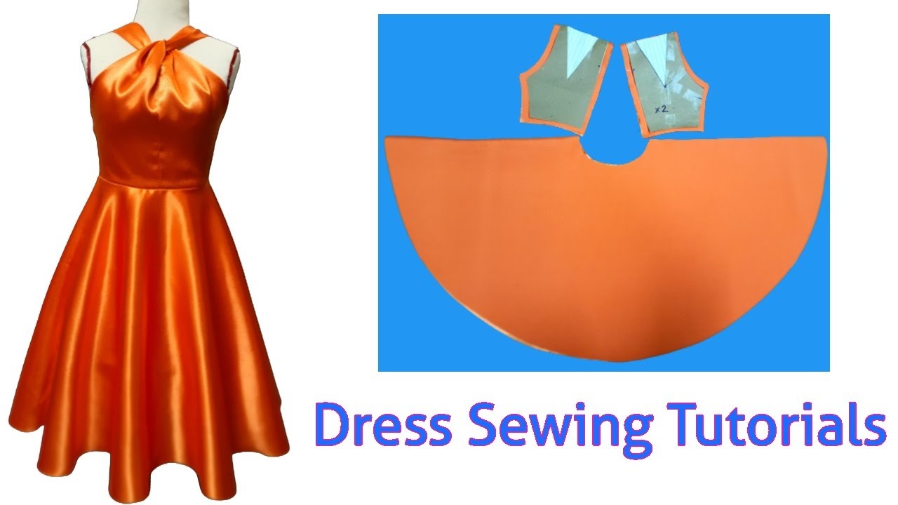 Hướng dẫn Cắt may Đầm cổ yếm xếp ly xoè 360°|Dress sewing tutorial |basic Sewing techniques |