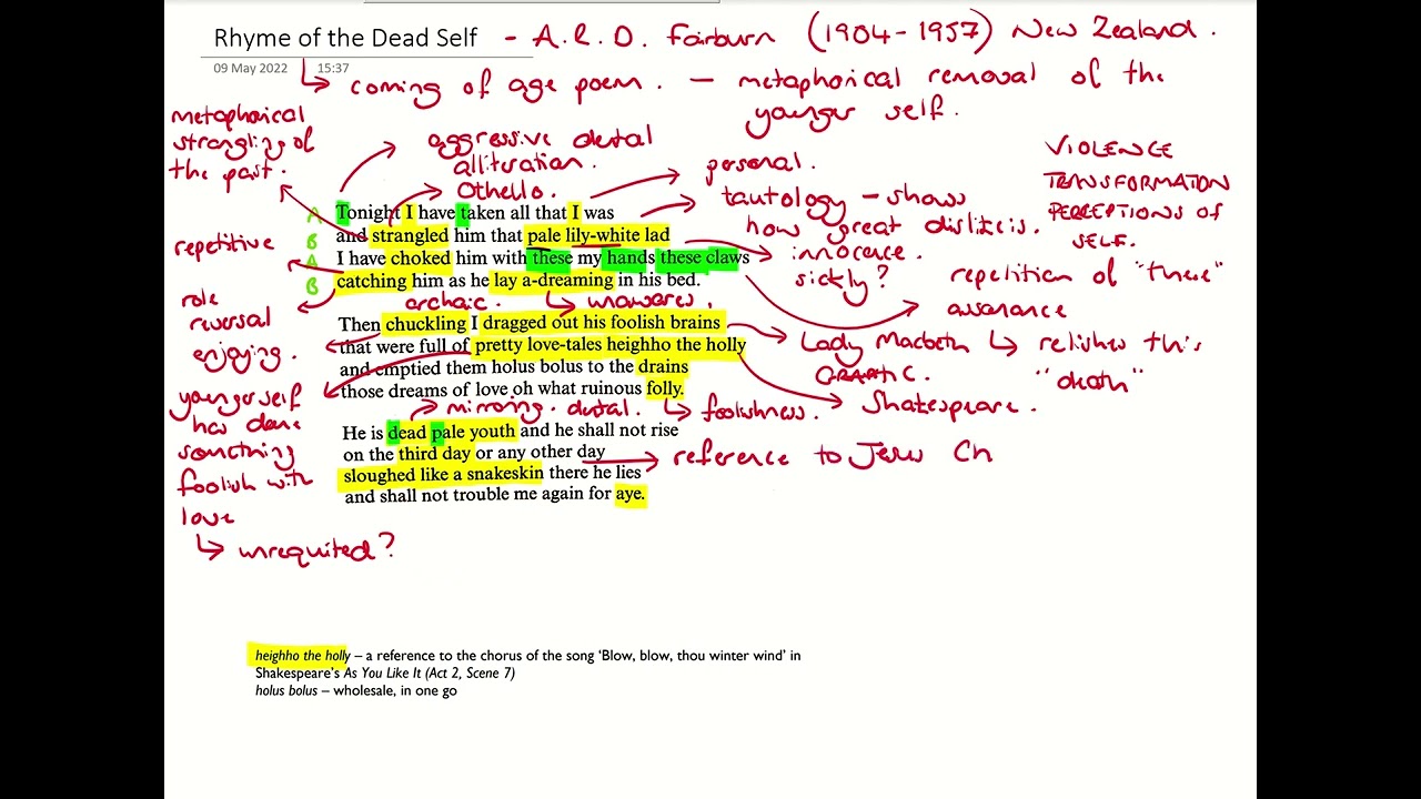 Rhyme of the Dead Self Video - A.R.D. Fairburn - CIE English Literature GCSE