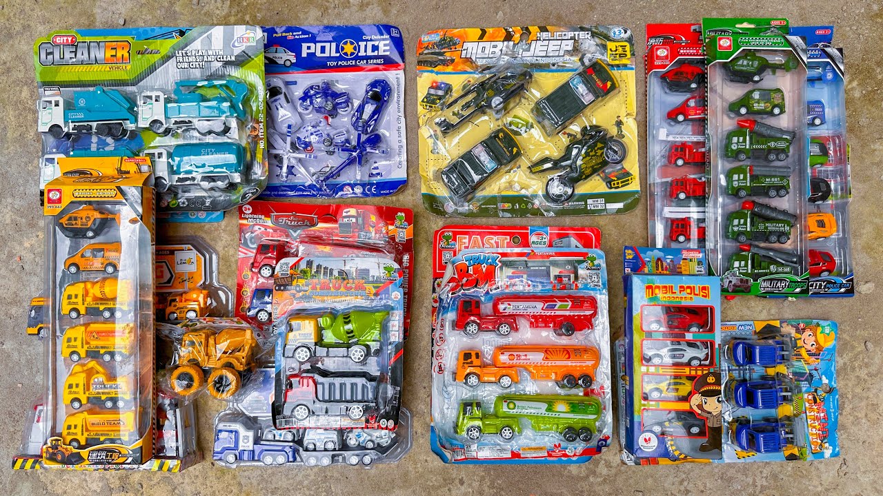 Menemukan Mobil Mainan Baru, Mobil Polisi, Train, Truk Molen, Truk Tangki, Mobil Towing #274