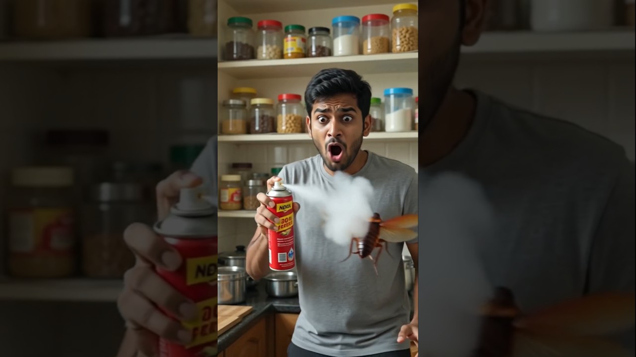 Flying Cockroach in Kitchen 😱 | Cockroach Spray Test | Shocking Insect Attack #shorts #trending