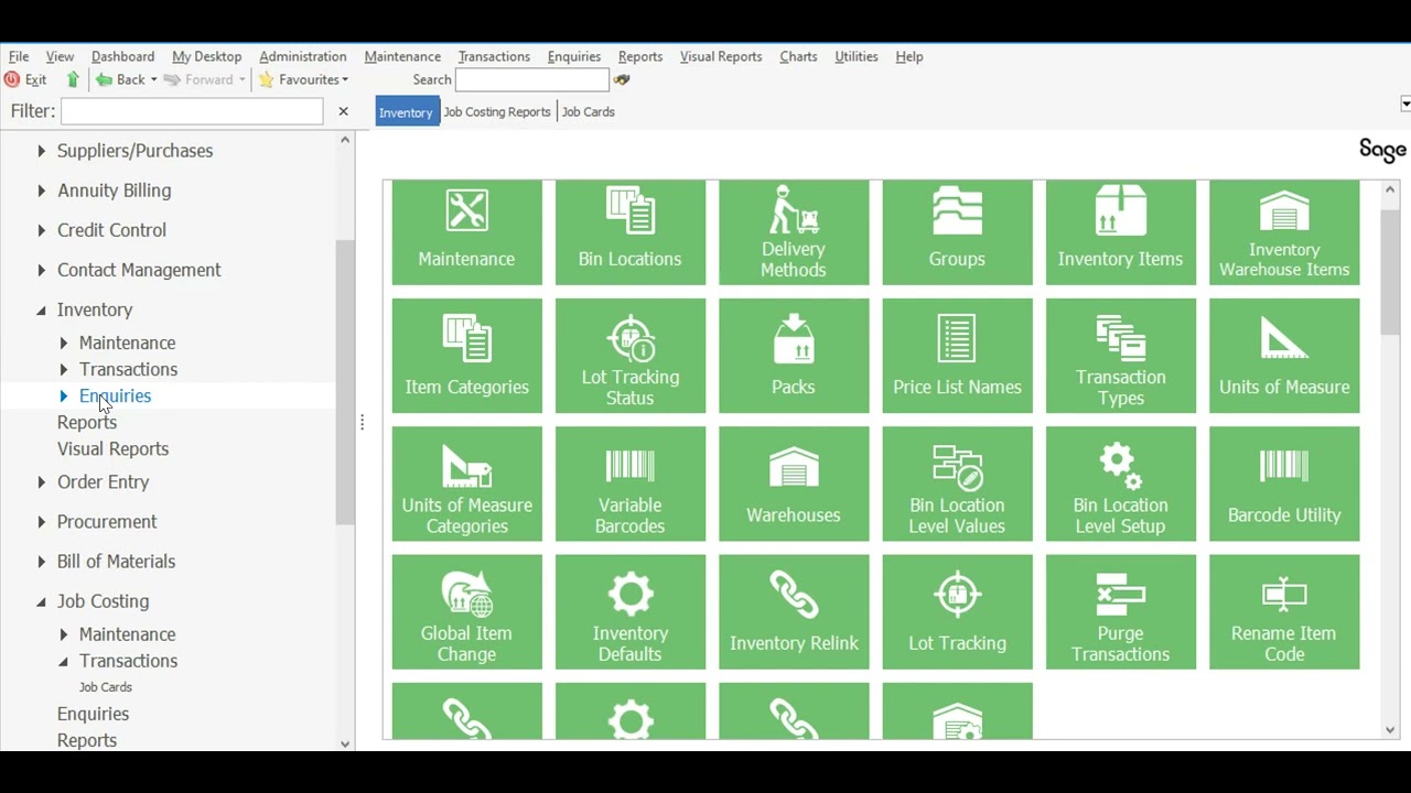 Sage 200 Evolution Job Card Processing