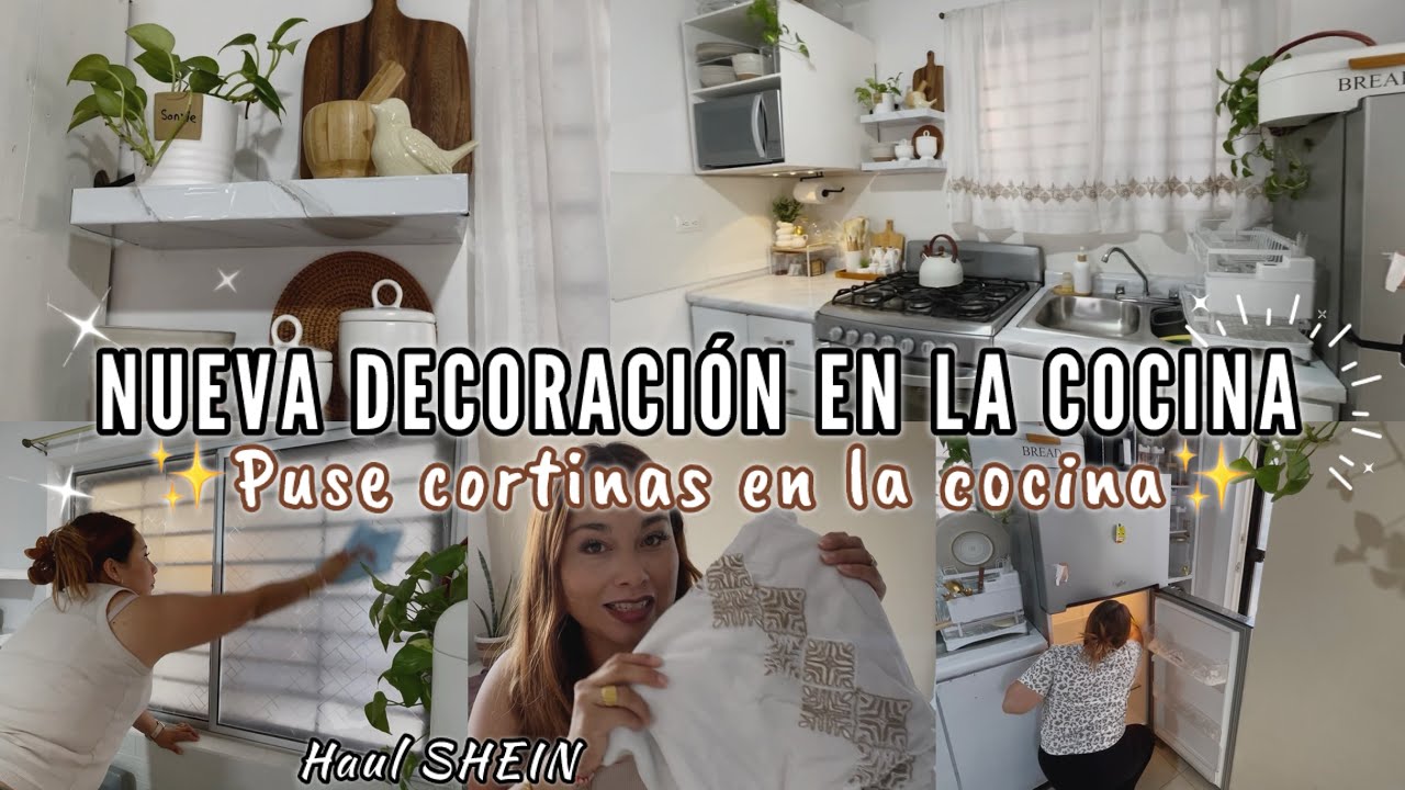 Decoración en la Cocina✨Puse Cortinas en la Cocina/Limoiwza y Organización #cocina #limpieza 