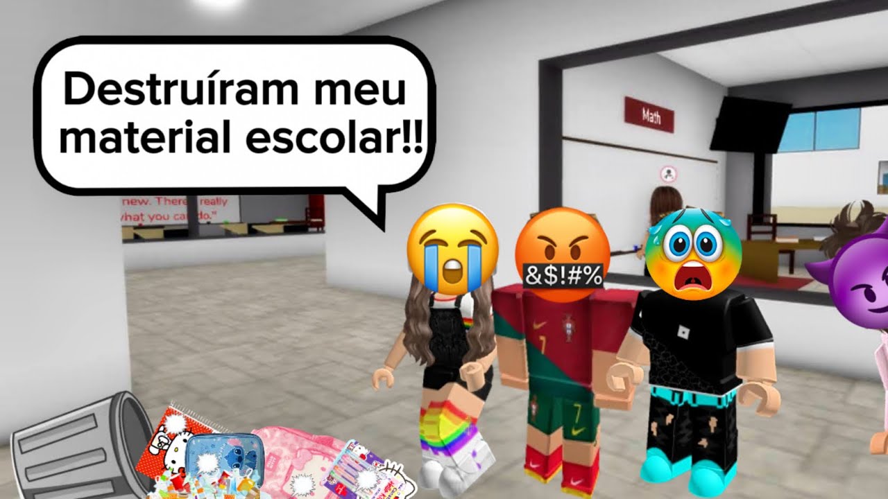 A menina malvada que destruiu o material escolar da menina humilde e se deu mal - História Roblox