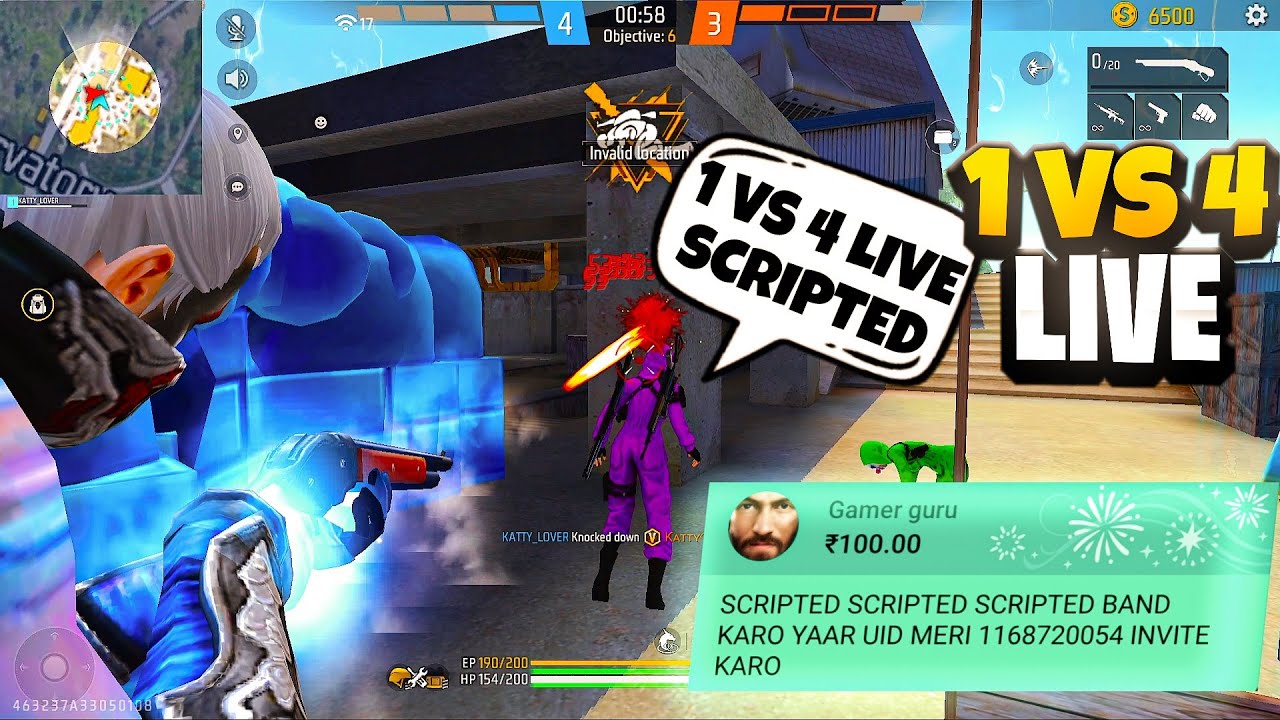 1 vs 4 Live Challenge 🤬 Subscriber In Live Stream - Tufan FF - Garena Free Fire