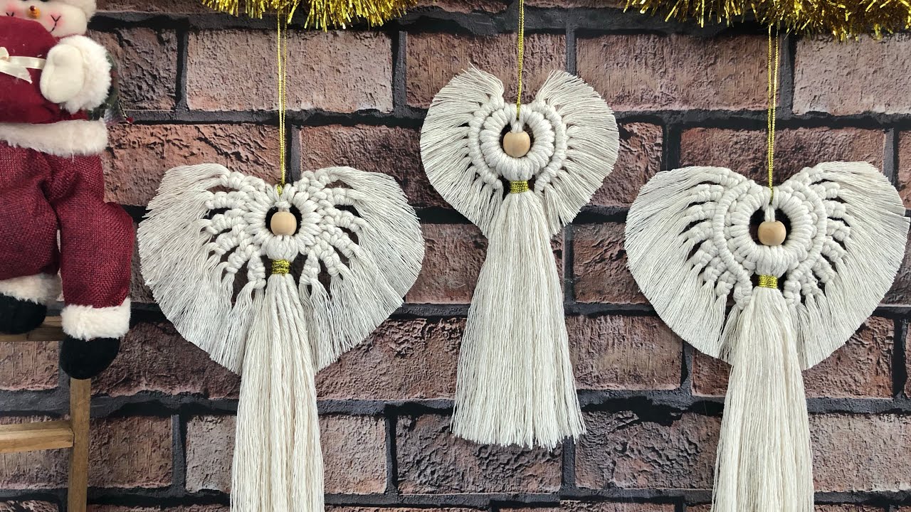 ENFEITES DE NATAL EM MACRAMÊ |ANJINHOS PASSO A PASSO