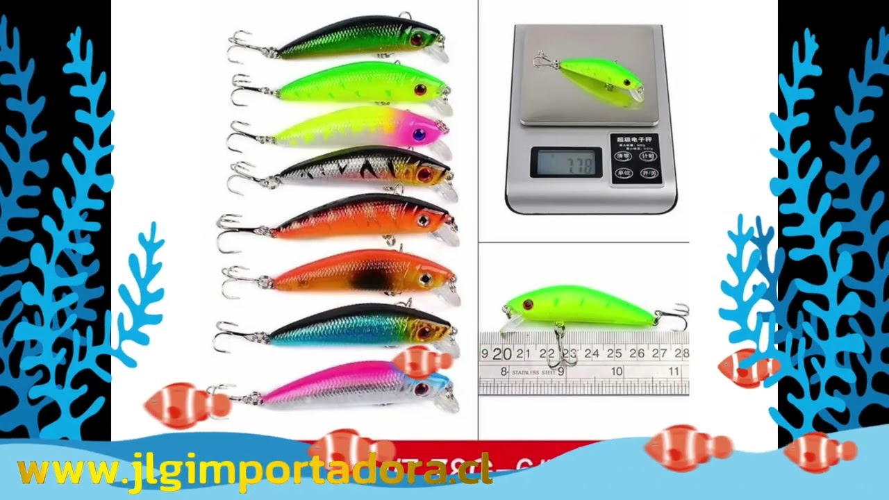 Lote de 56 Señuelos de Pesca mixtos Almighty con anzuelos,