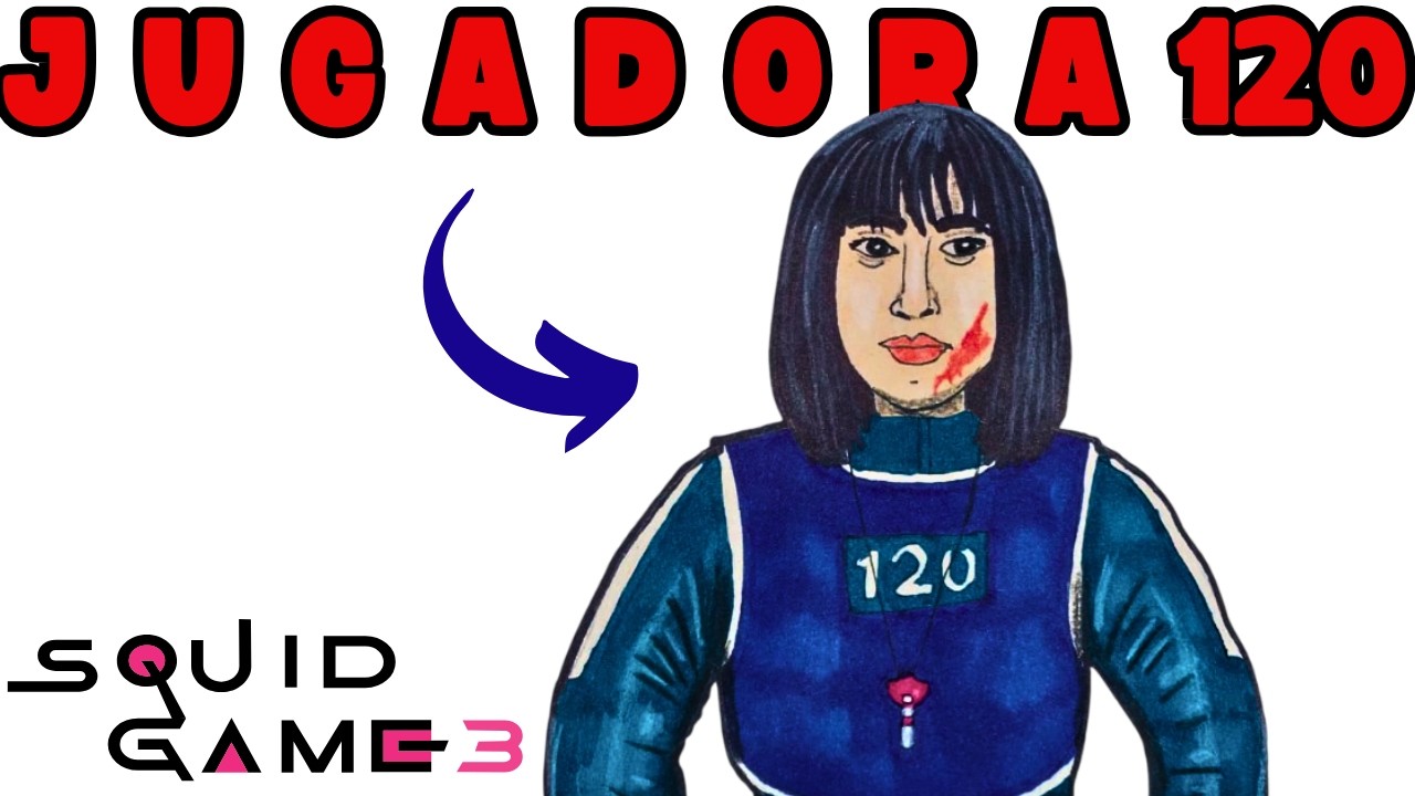 Como DIBUJAR la JUGADORA 120 del JUEGO del CALAMAR 3 / How to DRAW PLAYER 120 from SAQUID GAME 3
