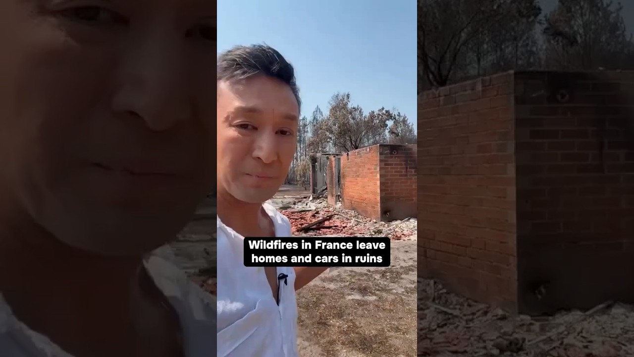 Wildfires in France leave homes and cars in ruins #shorts