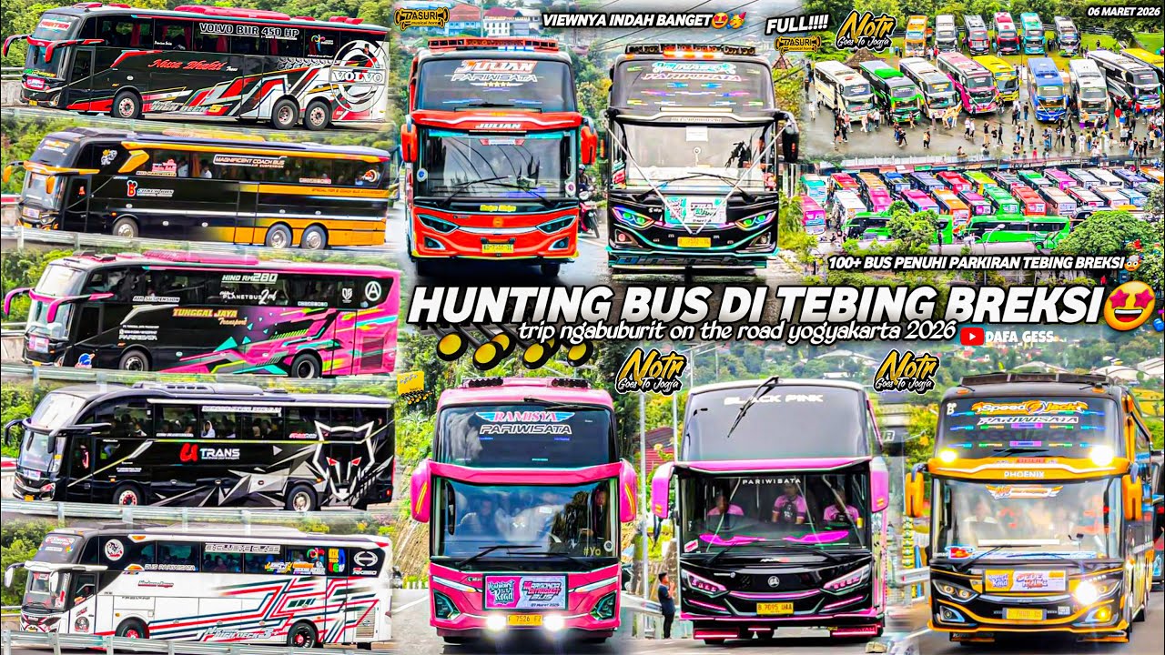 FULL BUS TELOLET BASURI🤩hunting bus di jalan baru tebing breksi jogja‼️viewnya indah banget🥳