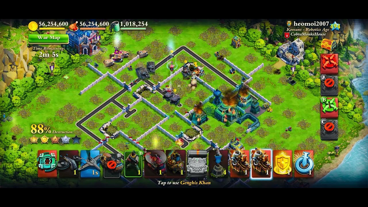 CobraMonksHouse Alliance - Heomoi2007 3O base attempted speed run on spread out base. 4 stars.