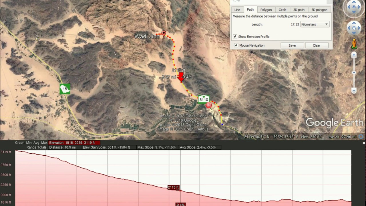 Reality of Wadi al Jinn - Elevation Graph