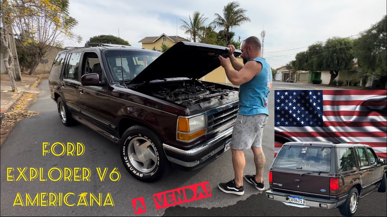 Ford Explorer 1994 v6 cor de açaí em detalhes com câmbio automático na coluna (Á VENDA)
