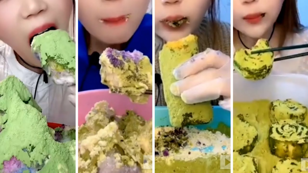 ASMR #SOFT ICE EATING WITH#mukbang #asmr # MATCHA POWDER#