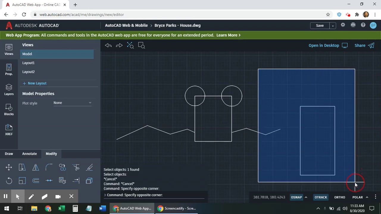 Intro to AutoCAD Web App - House Instructions