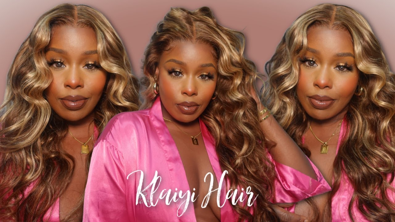 😍 PERFECT COLOR & CONSTRUCTION! BOMB BODY WAVE 13X4 BLONDE HIGHLIGHT WIG! EASY STYLING! KLAIYI HAIR