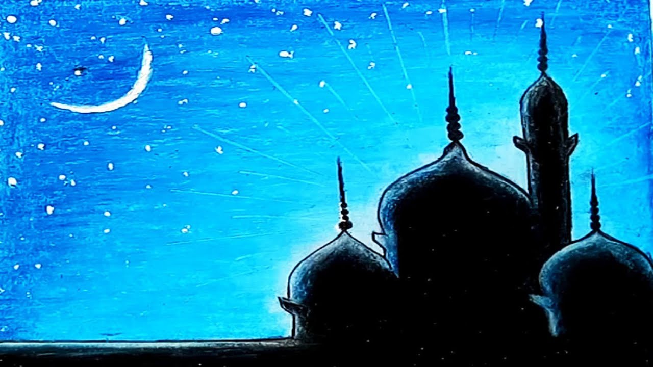 How to draw  Ramadan Mubarak with Oil Pastel.Step by step(easy draw)
