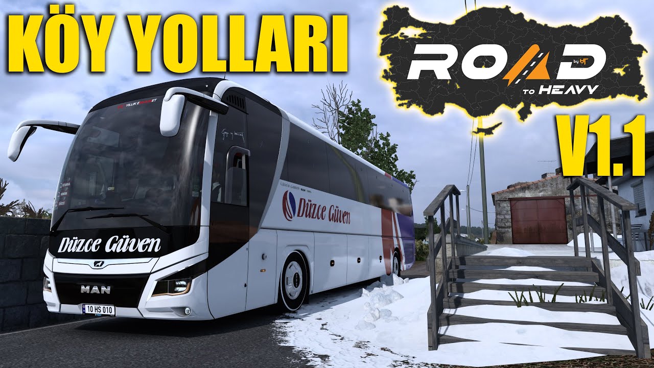 BOLU-DÜZCE ARASI DAR VE KARLI KÖY YOLLARI !! OTOBÜSLE ZORLU DÖNÜŞLER | ROAD TO HEAVY TURKEY MAP V1.1