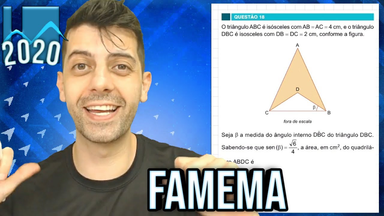 FAMEMA 2020 - Q18 Mat - O triângulo ABC é isósceles com AB = AC = 4 cm