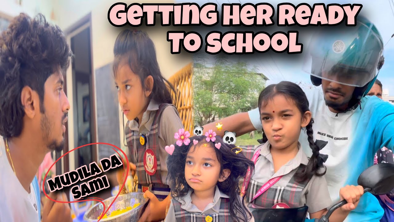 Getting her ready to school 🏫|🥲without her mom can’t handle her 😩 #saanvikashree 
