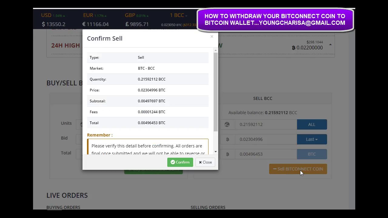 How To Convert Bitconnect Coin To Your Bitcoin Wallet