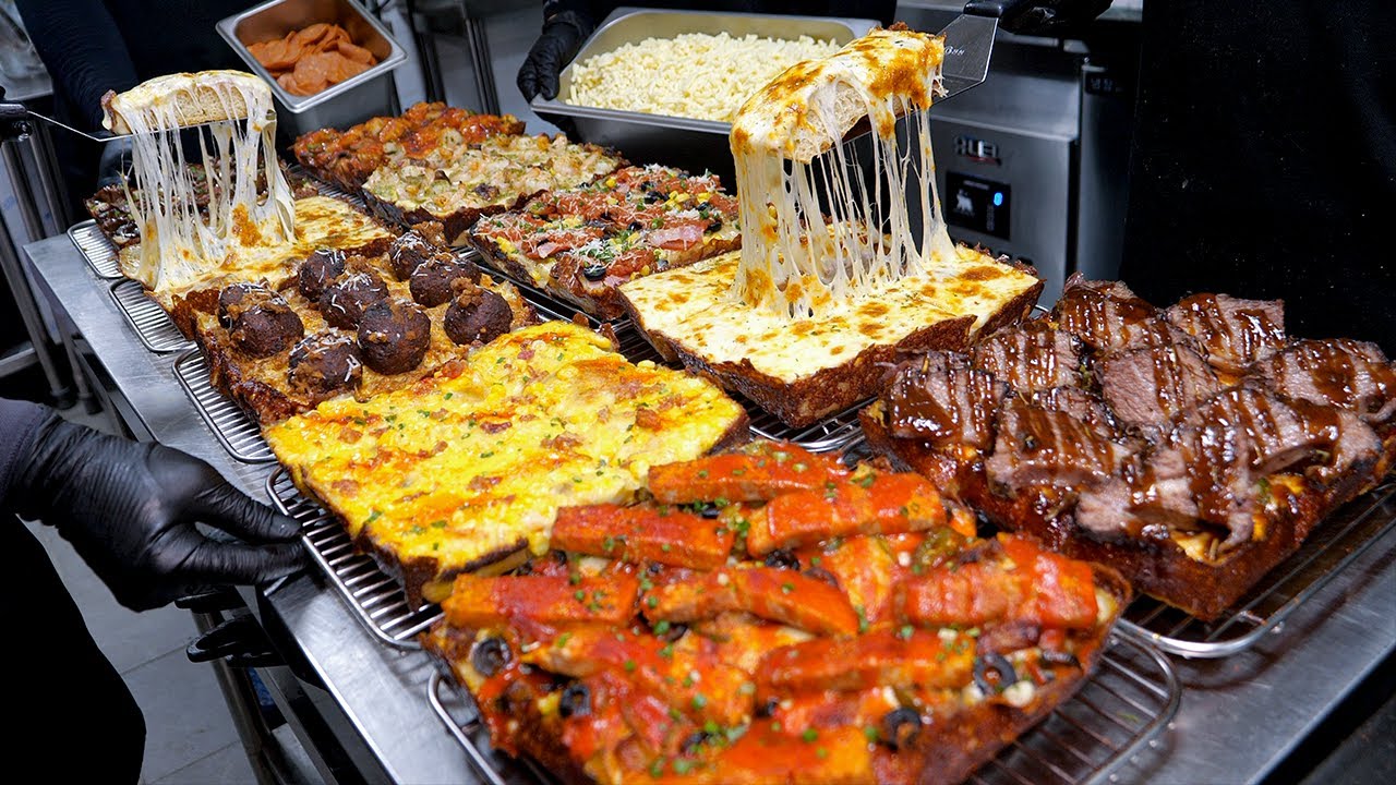 피자 한달 6천개 완판!! 역대급 토핑 미친 퀄리티 미국식 네모 피자, 디트로이트 피자 amazing Detroit pizza master - Korean street food