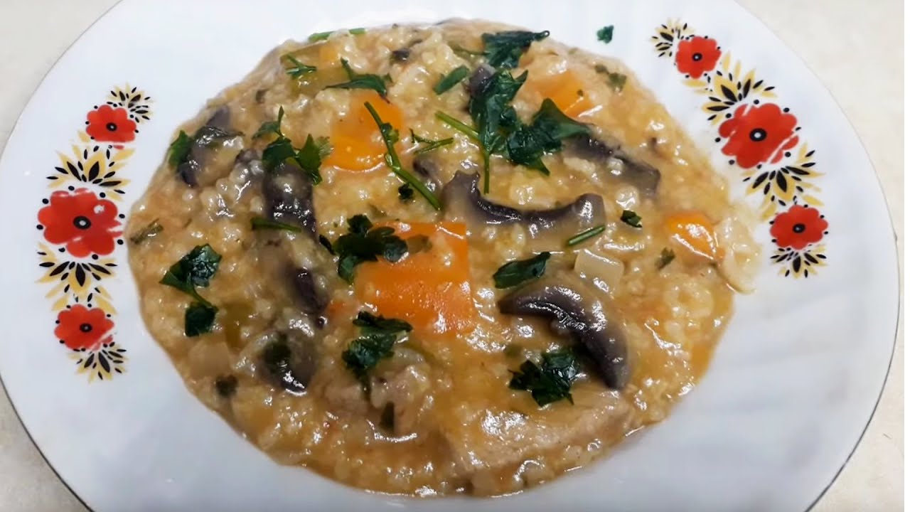 Тушенка со свиными грибами и рисом Вкусный и легкий ужин для всей семьи