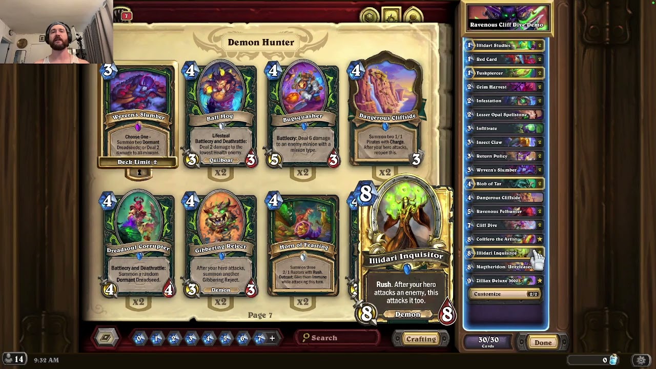 Cliff Diving with Demon Hunter - Hearthstone Standard Ranked - Blob of Tar Ravenous Felhunter