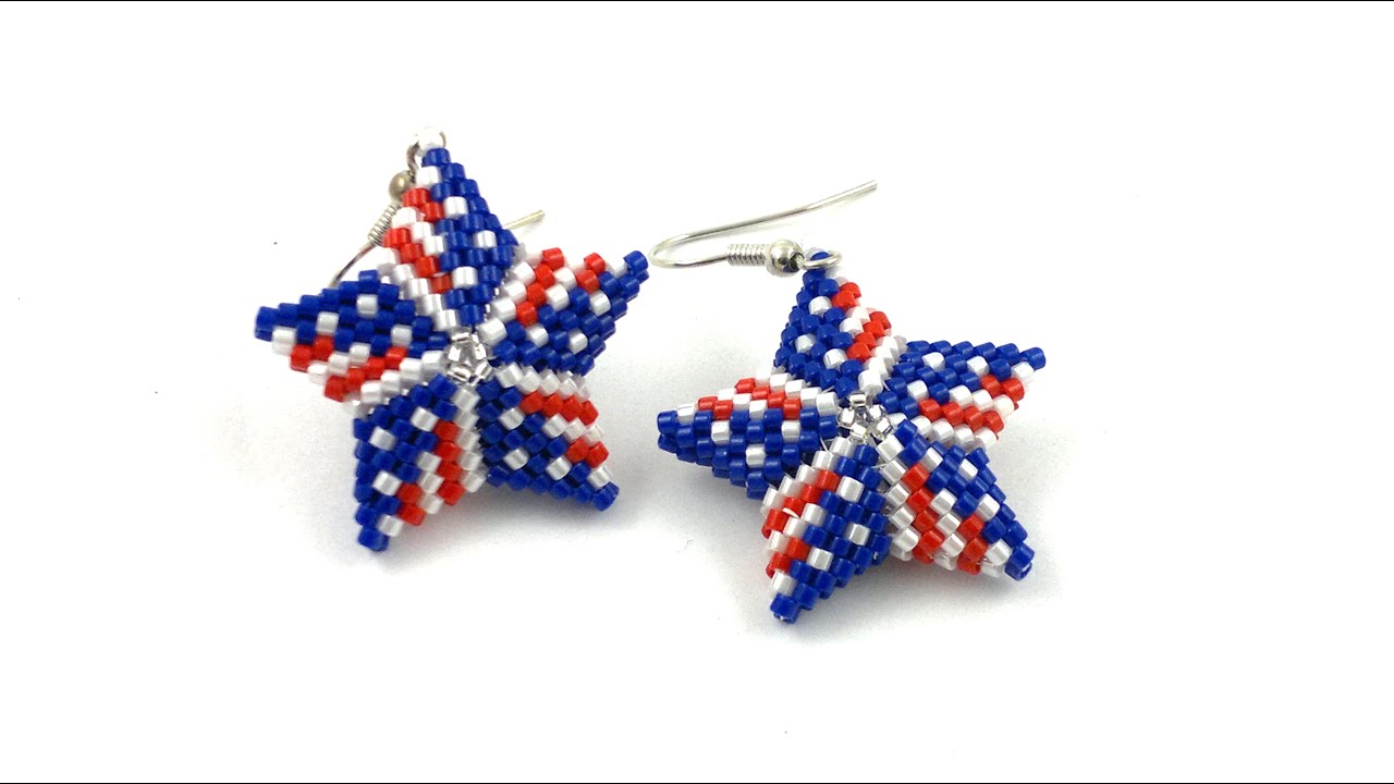 Beading4perfectionists : 4th of July Star earrings beading tutorial