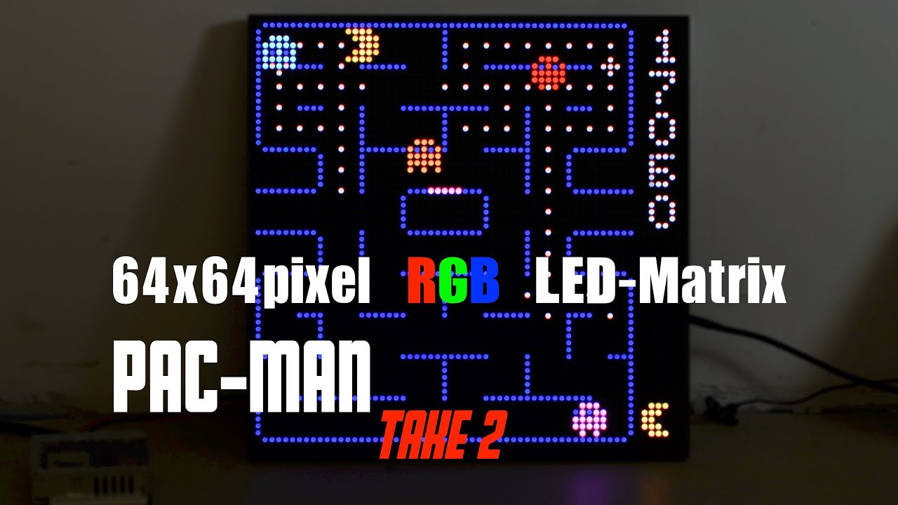 Pac Man LED-matrix 64x64 pixel RGB in Arduino C++ : Take 2 on a RP2040