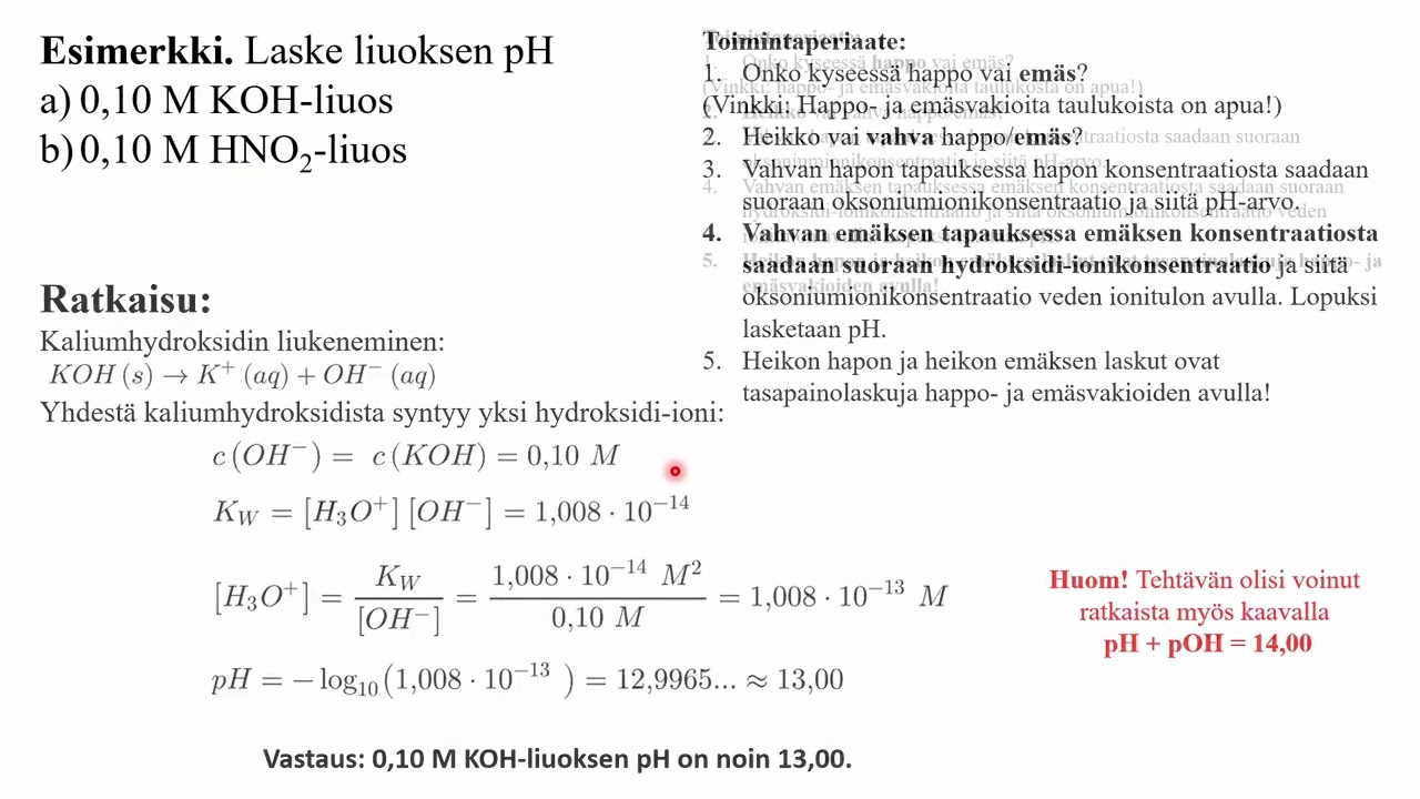 Liuosten pH -laskuesimerkit (KE06)