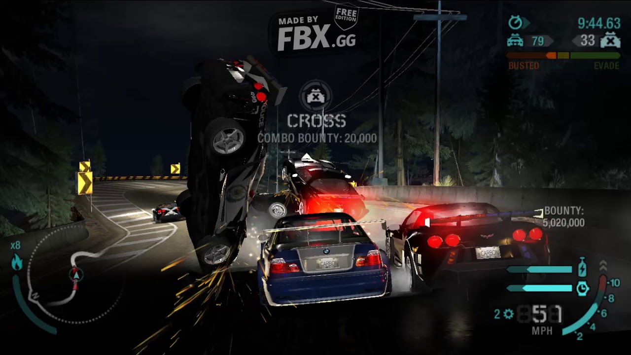 NFS Carbon WILD Canyon cop chase