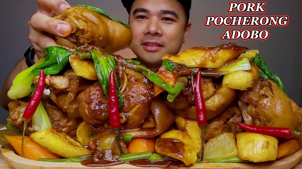 SPICY POCHEDOBO MUKBANG | PORK POCHERONG ADOBO | ALFIE EATS