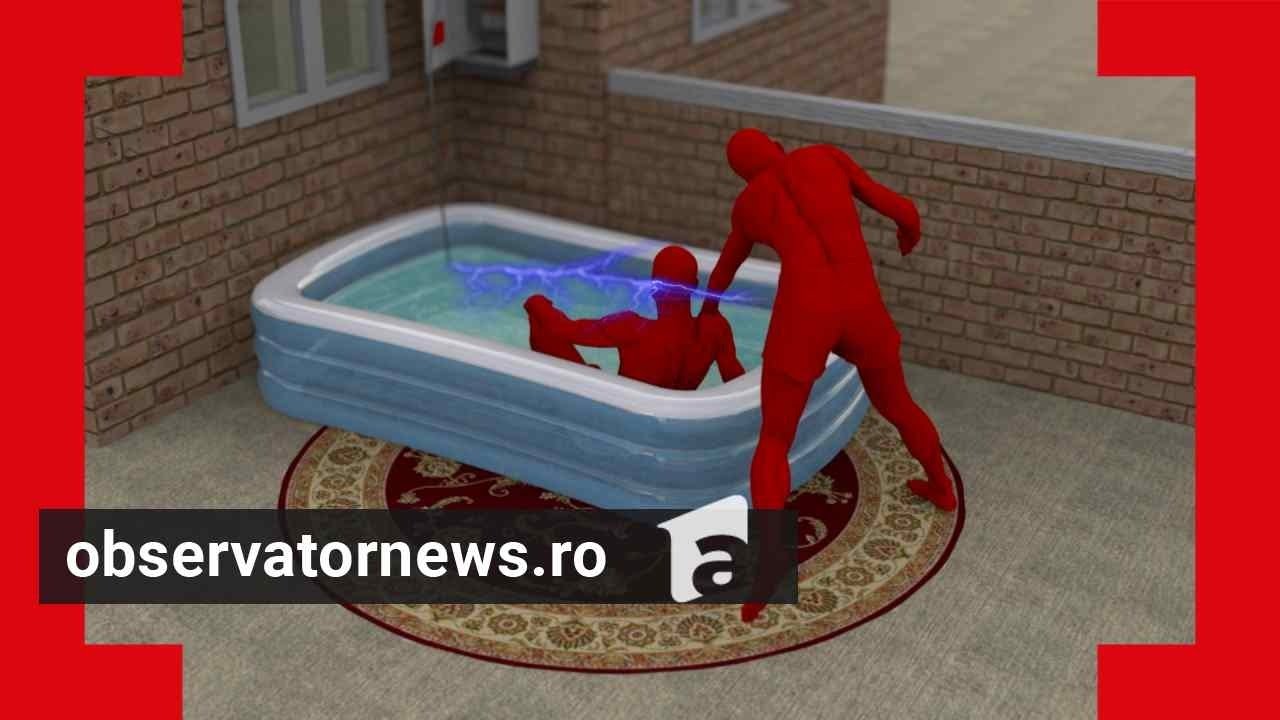 ANIMAŢIE. 2 bărbaţi, găsiţi electrocutaţi într-o piscină gonflabilă. 