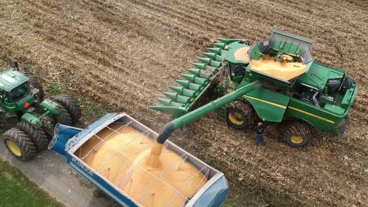 Corn Harvest 2018 | John Deere 12 Row Corn Shelling Machine