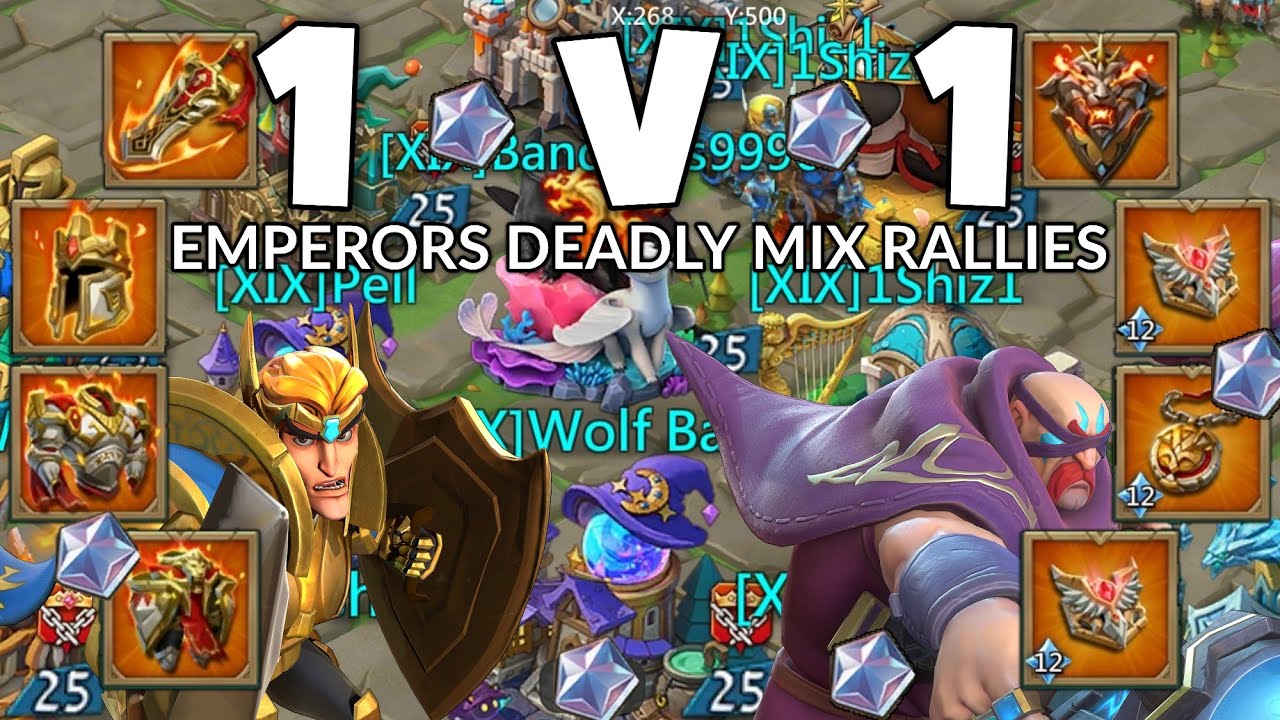 EMPERORS DEADLY MIX & SPEAR RALLIES! 1V1 KVK ACTION - WOLVES 11K TITANS IN ACTION- Lords Mobile
