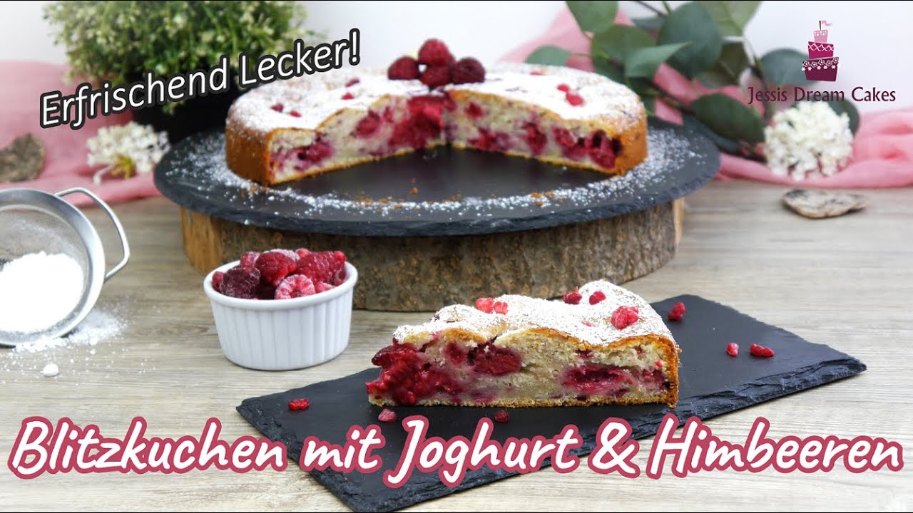 Blitzkuchen mit Joghurt & Himbeeren😍/ Erfrischend Lecker & schnell gemacht!